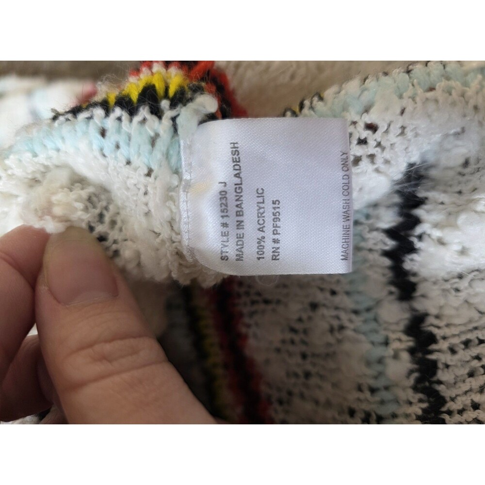 Poof Excellence Sweater Size Small Striped Cream Yellow Red - Picture 4 of 5